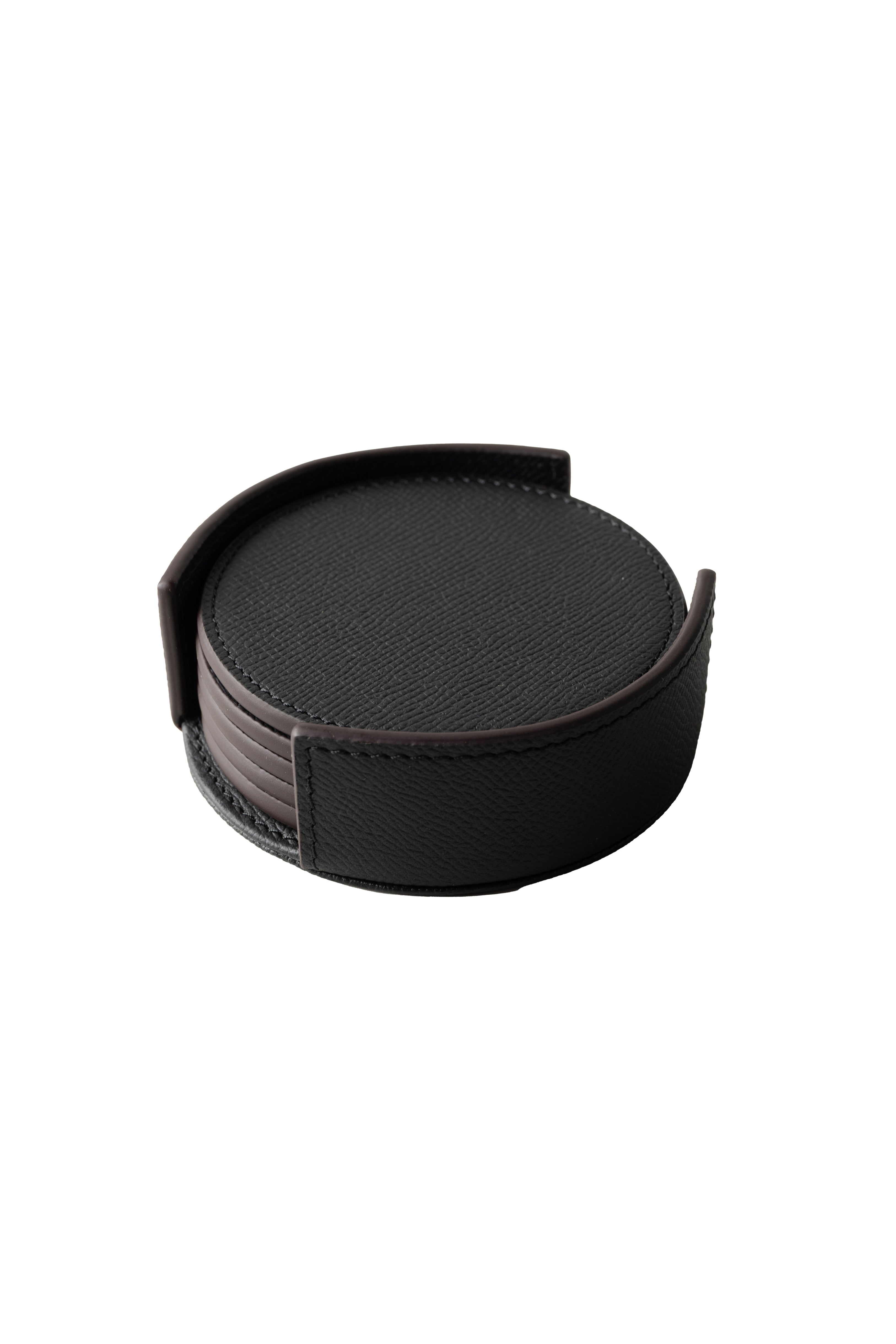 Black Epsom Leather Coaster
