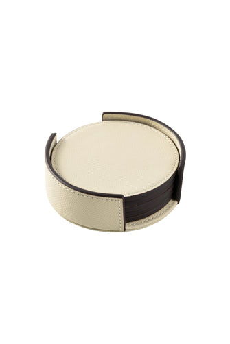 White Epsom Leather Coaster