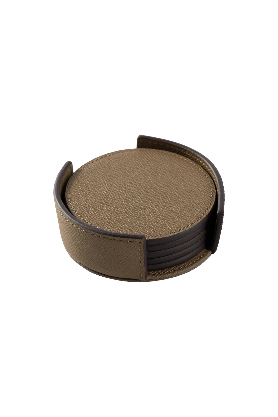 Taupe Epsom Leather Coaster