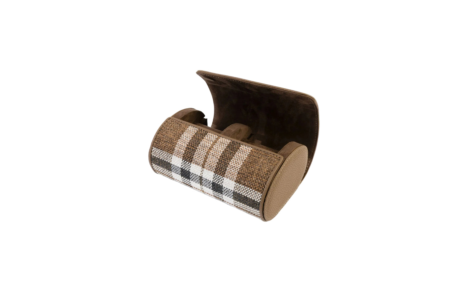 Brown Plaid Watch Roll