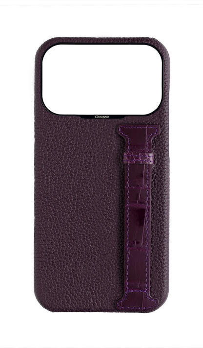 Deep Purple Exotic Crocodile Middle Strap Case