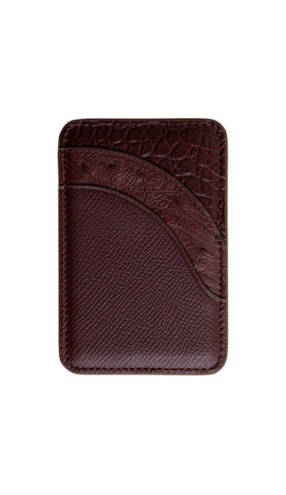 Burgundy Ostrich Contour MagSafe Wallet - The Curve