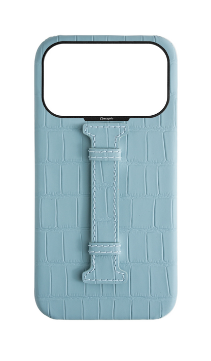 Matte Light Blue Embossed Crocodile Case