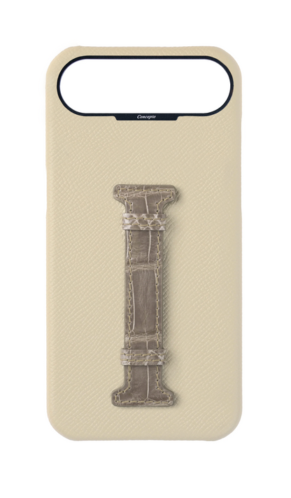 Stone / Grey Exotic Crocodile Middle Strap Case