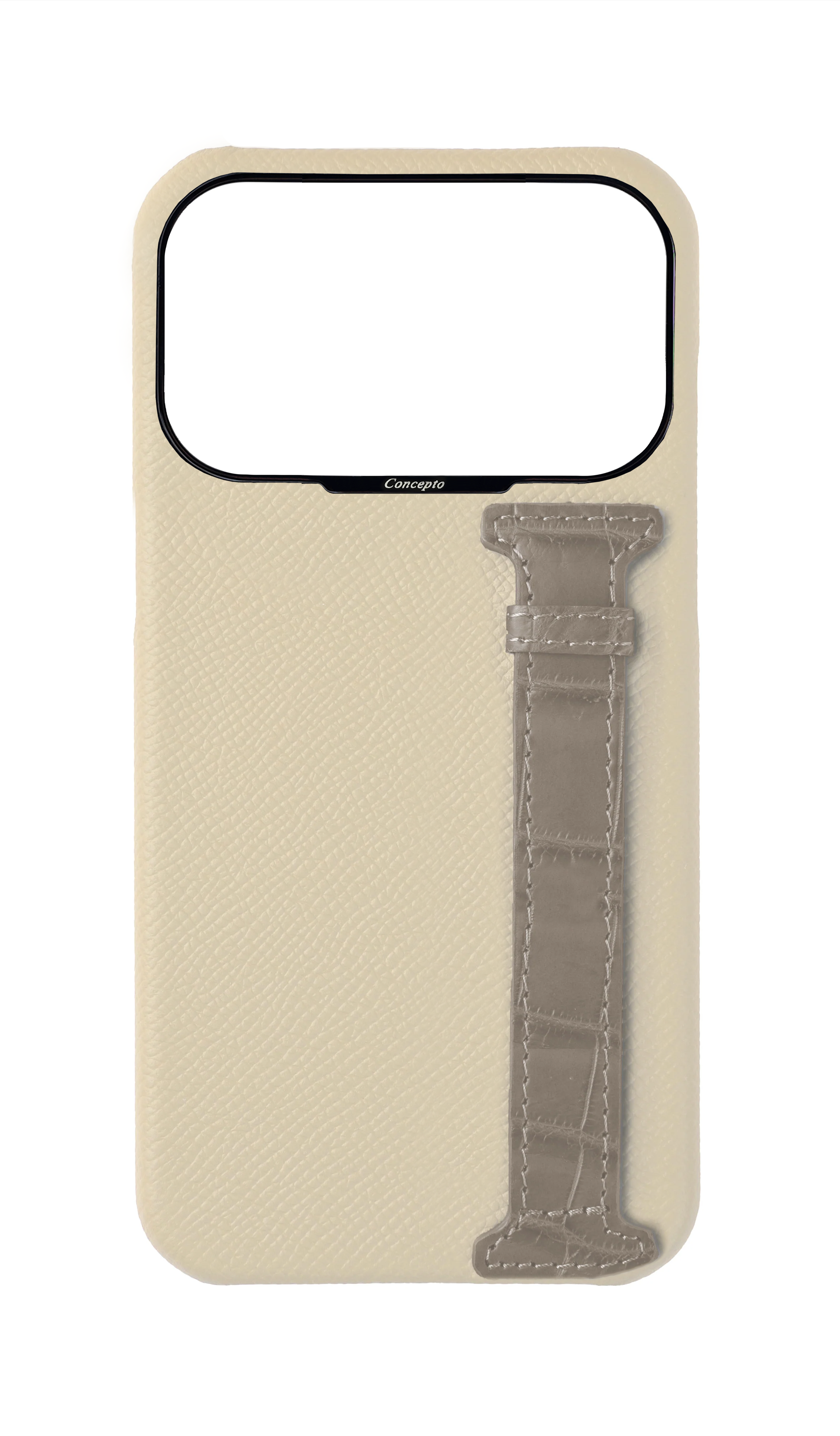 Stone / Grey Exotic Crocodile Side Strap Case