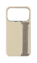 Stone / Grey Exotic Crocodile Side Strap Case