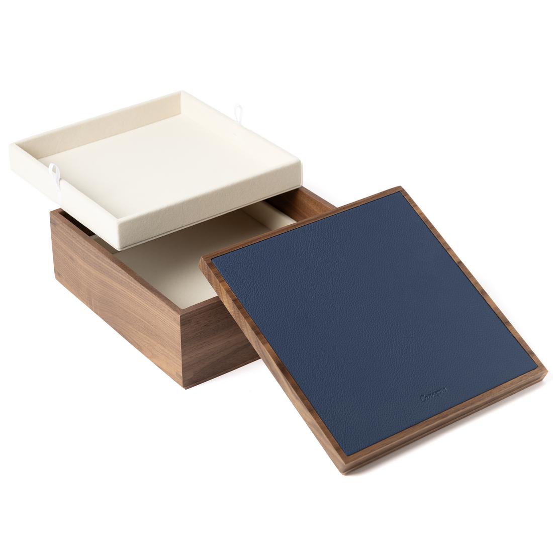 Walnut Wood x Navy Leather Box