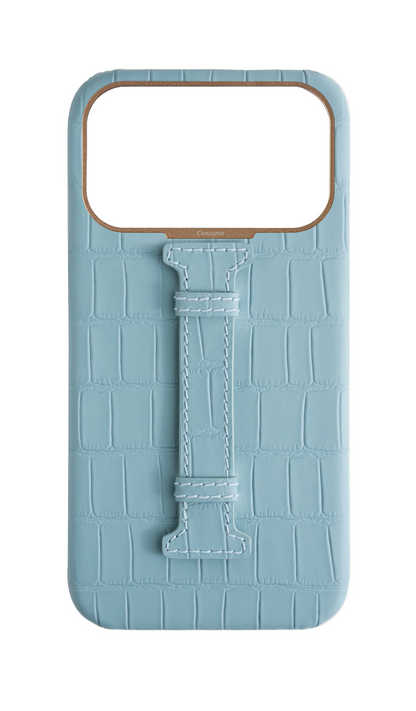 Matte Light Blue Embossed Crocodile Case