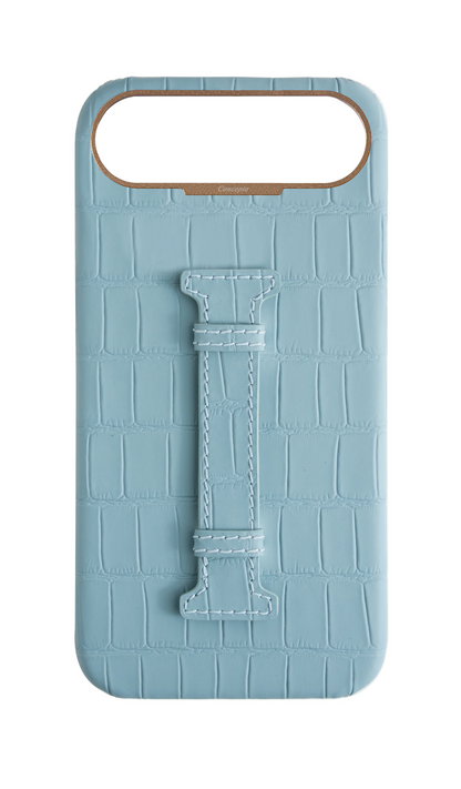 Matte Light Blue Embossed Crocodile Case