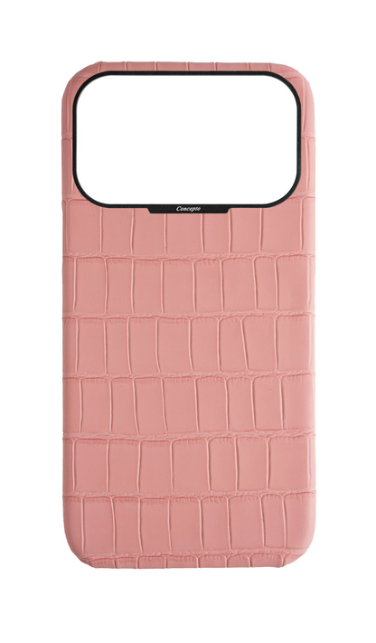 Matte Pink Strapless Embossed Crocodile Case