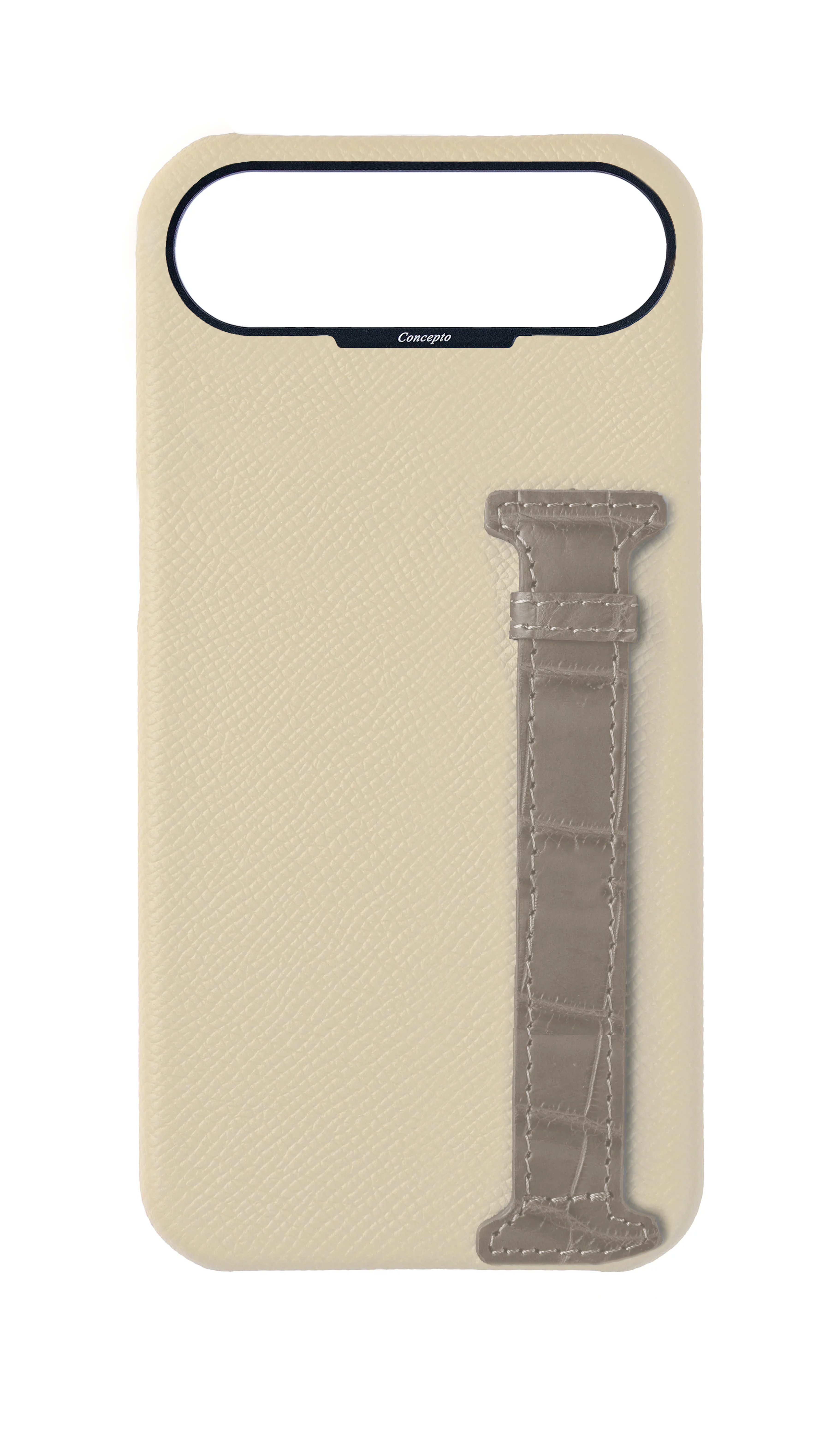 Stone / Grey Exotic Crocodile Side Strap Case