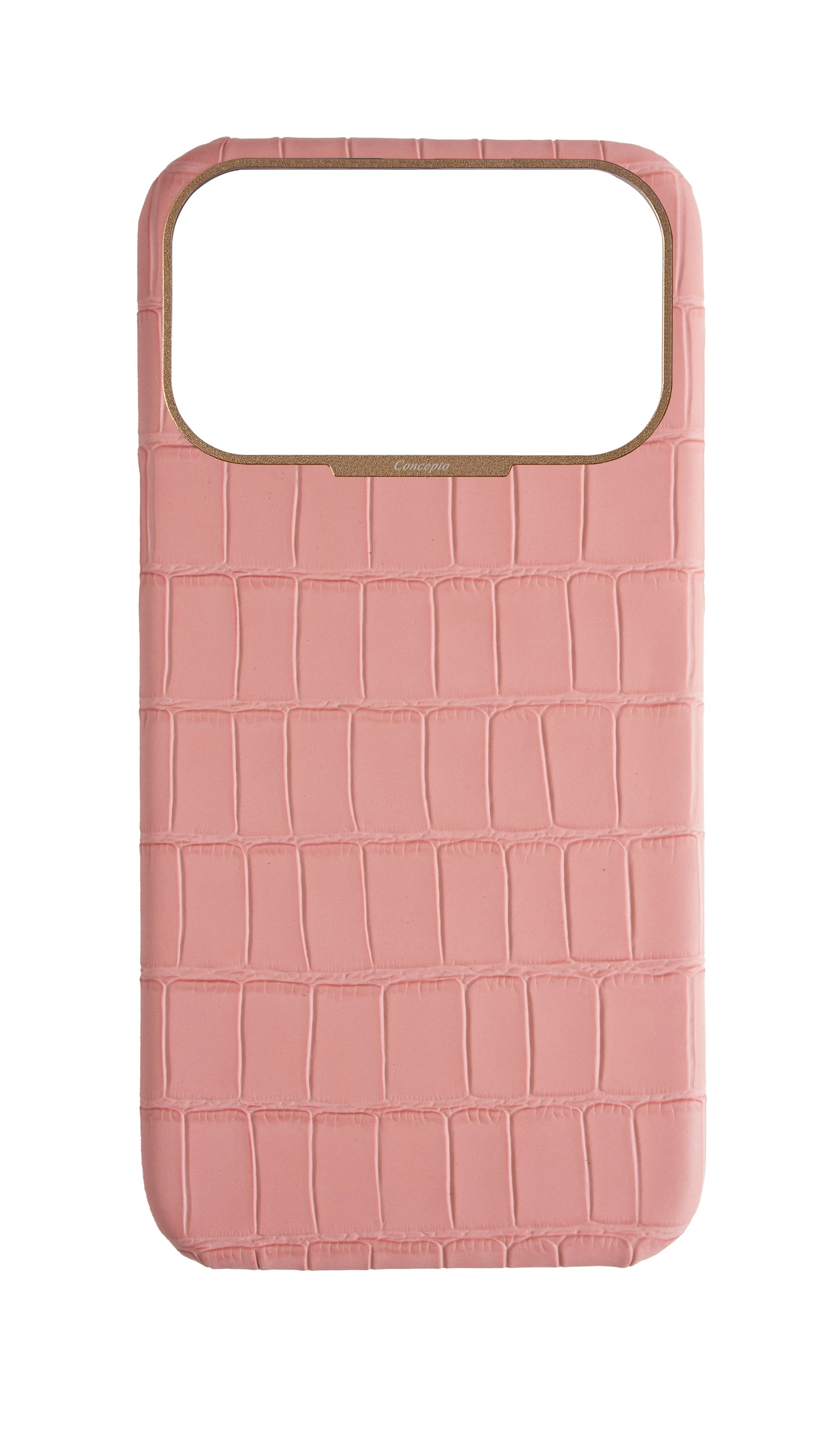 Matte Pink Strapless Embossed Crocodile Case