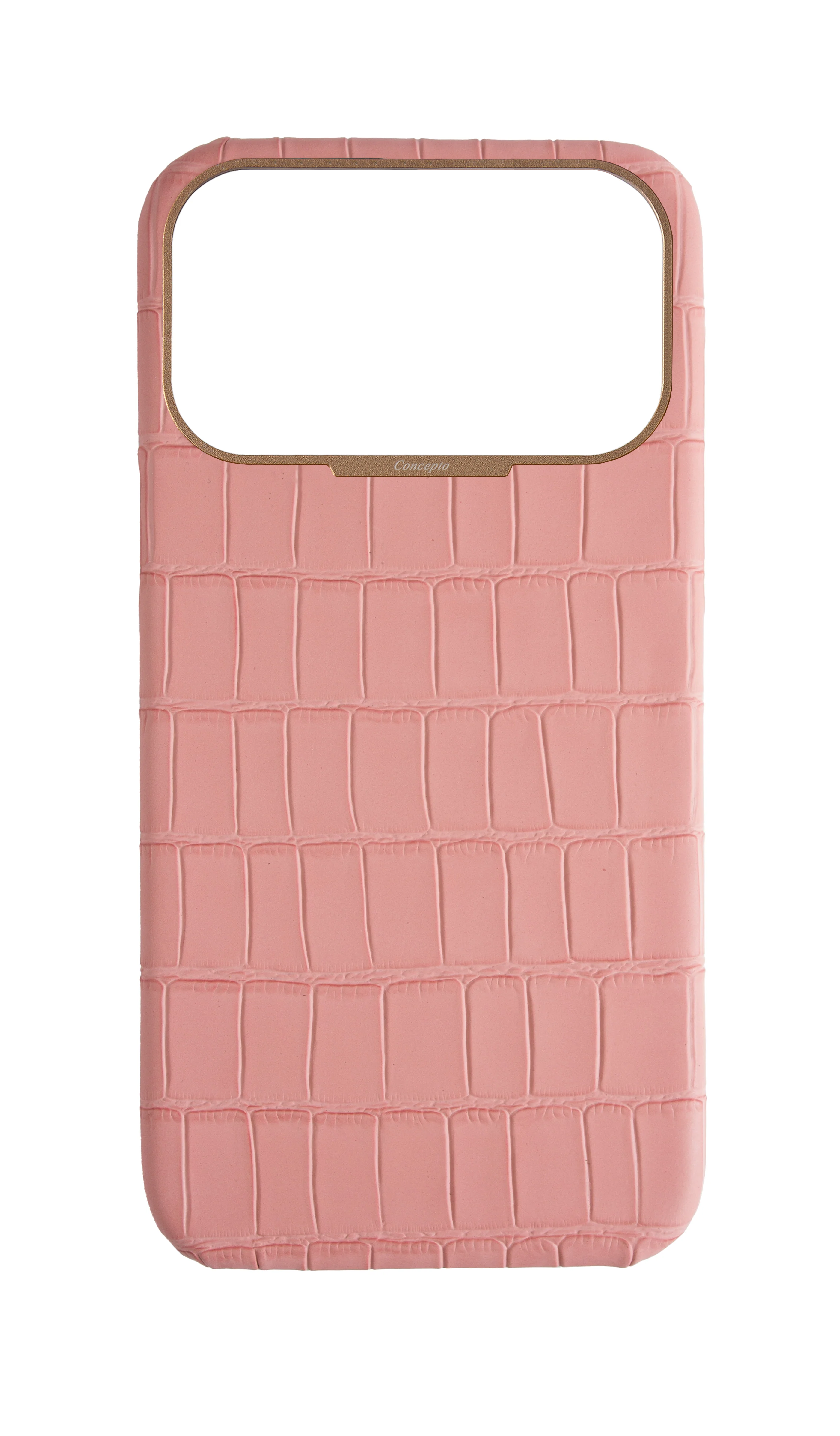 Matte Pink Strapless Embossed Crocodile Case
