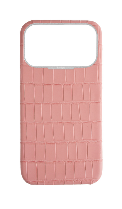 Matte Pink Strapless Embossed Crocodile Case