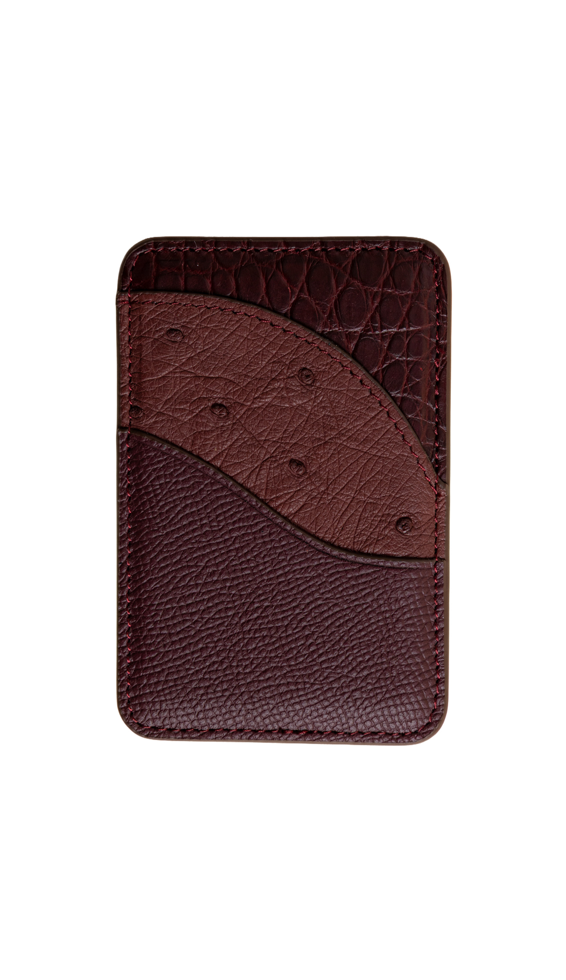Burgundy Ostrich Contour MagSafe Wallet - The Wave
