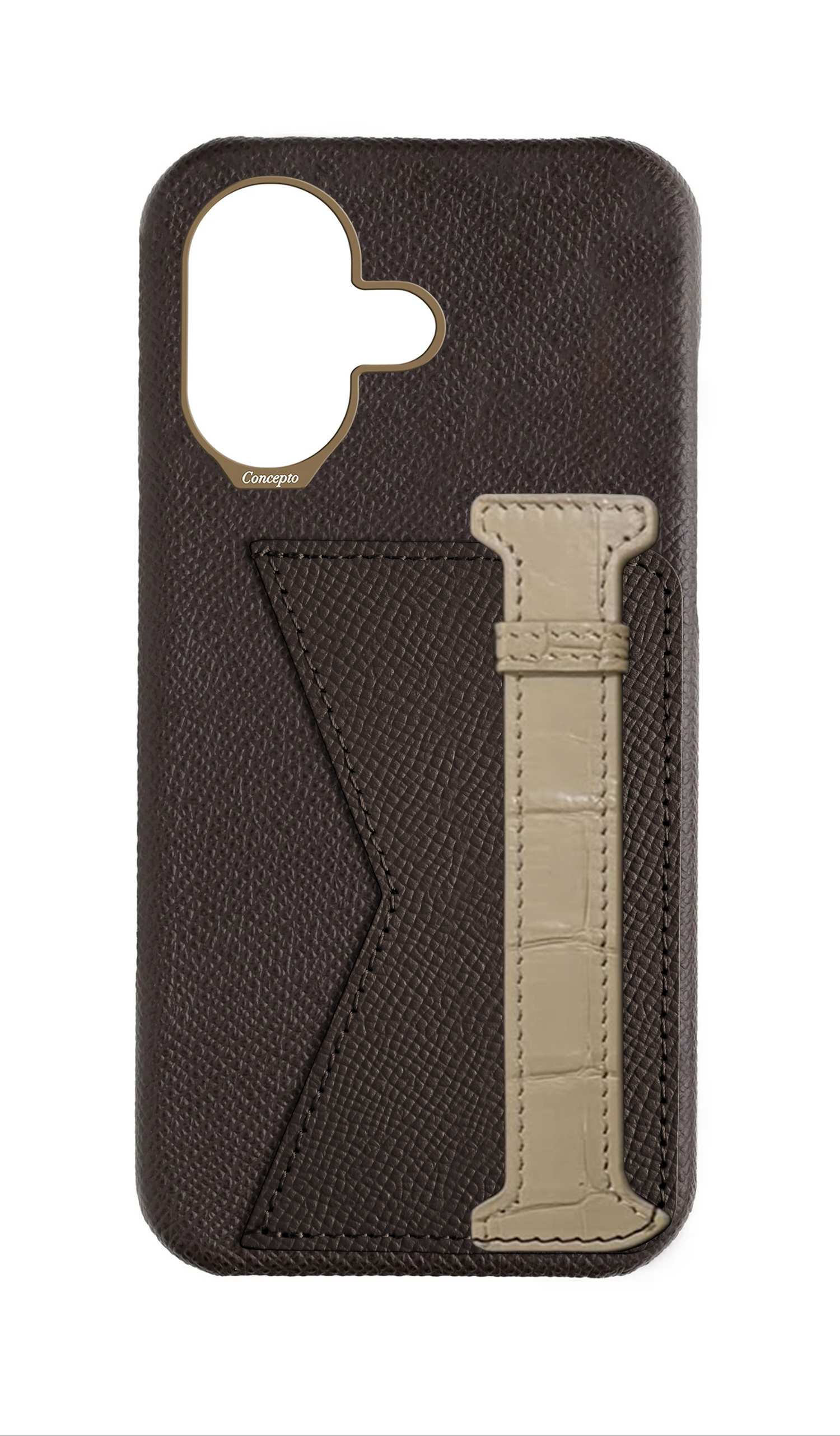 Brown / Beige Exotic Crocodile Duo Case