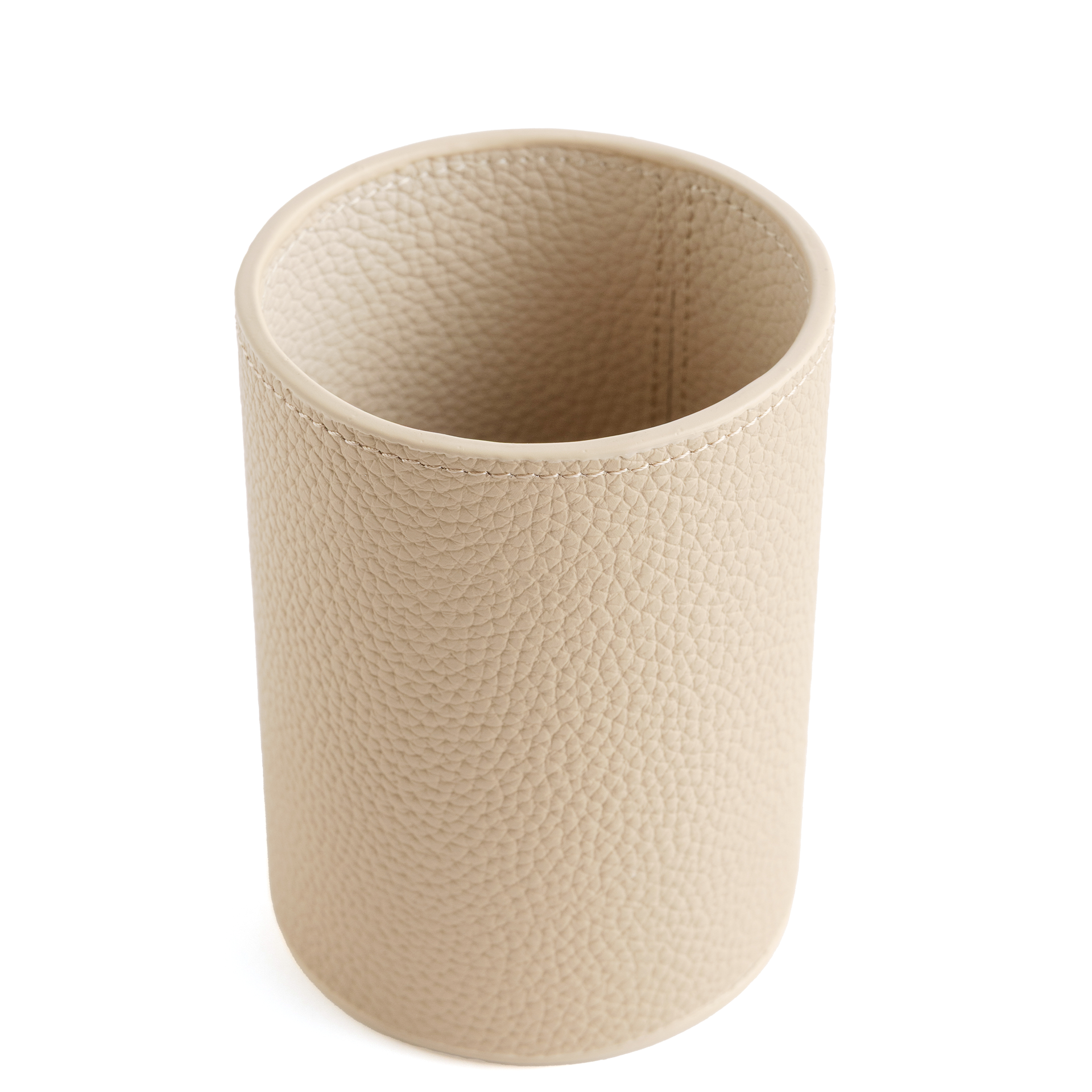 Classic Beige Leather Waste Bin