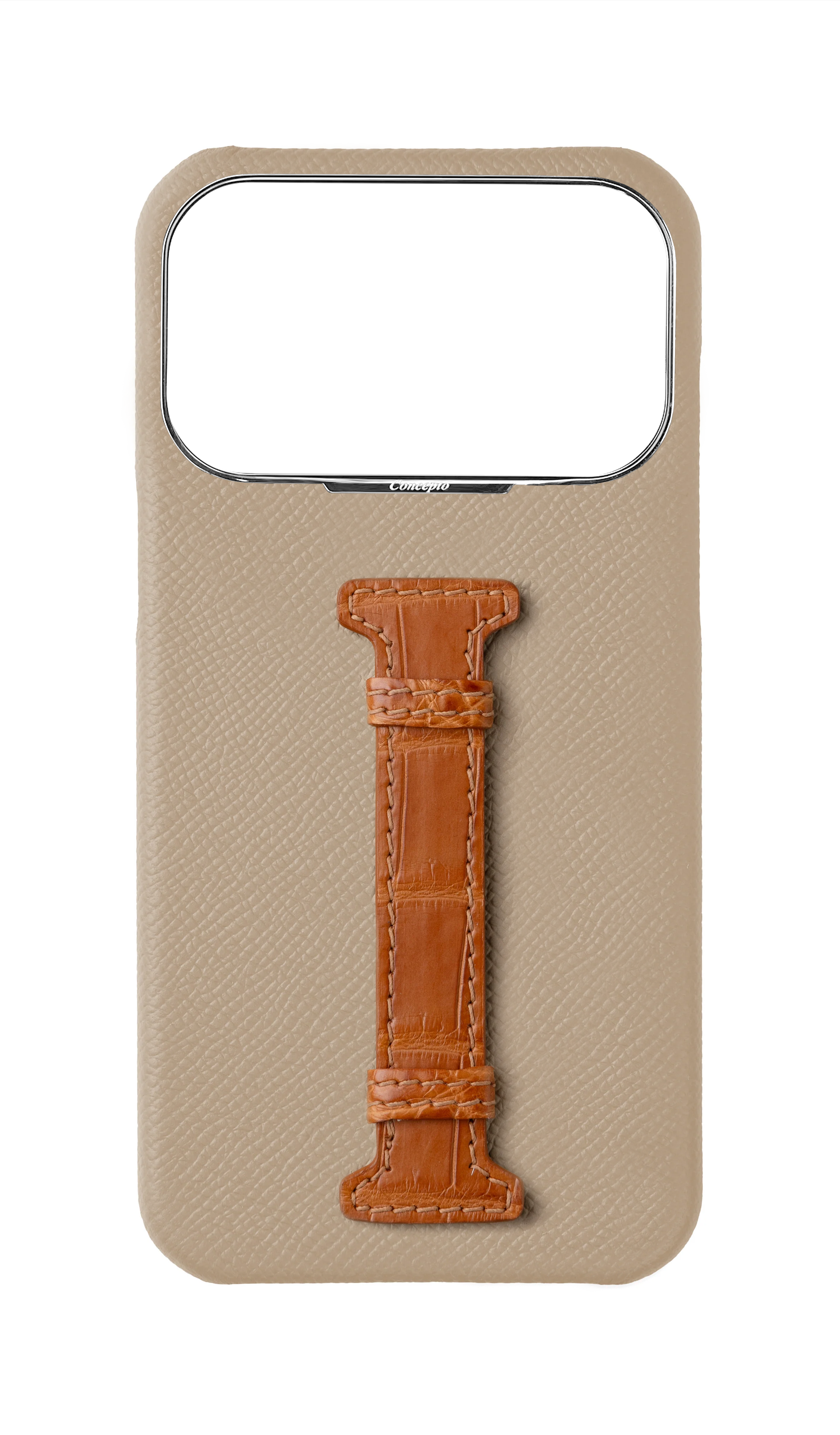 Beige / Tangerine Exotic Crocodile Middle Strap Case