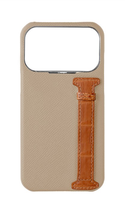 Beige / Tangerine Exotic Crocodile Side Strap Case