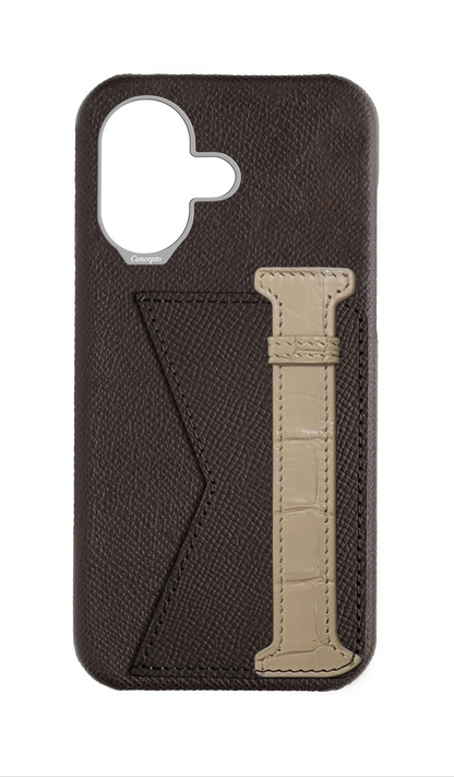 Brown / Beige Exotic Crocodile Duo Case