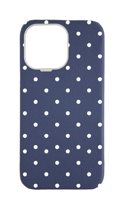 Navy Strapless Epsom Case - Polka Dots