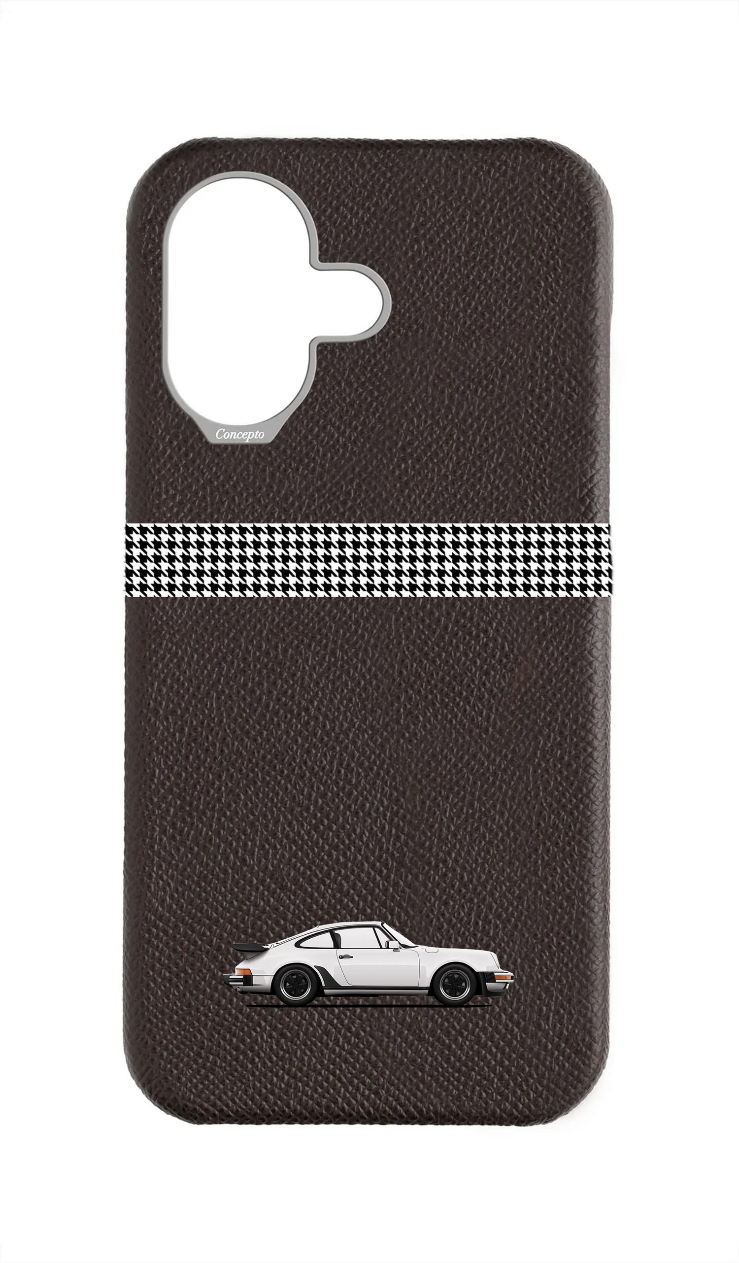 Brown Strapless Epsom Case - Retro Sport Design