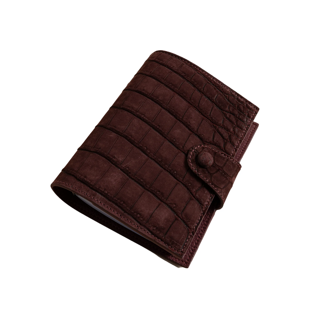 Small Burgundy Suede Crocodile Notebook