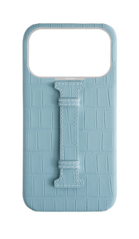 Matte Light Blue Embossed Crocodile Case