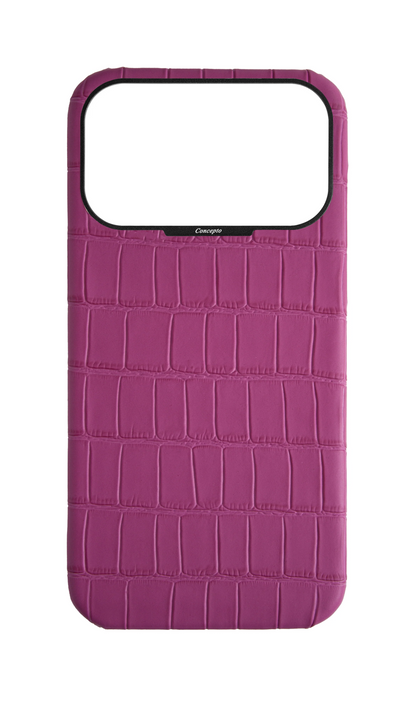 Matte Fuchsia Strapless Embossed Crocodile Case