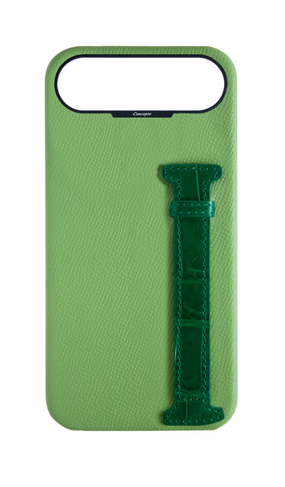 Leaf Green / Royal Green Exotic Crocodile Side Strap Case