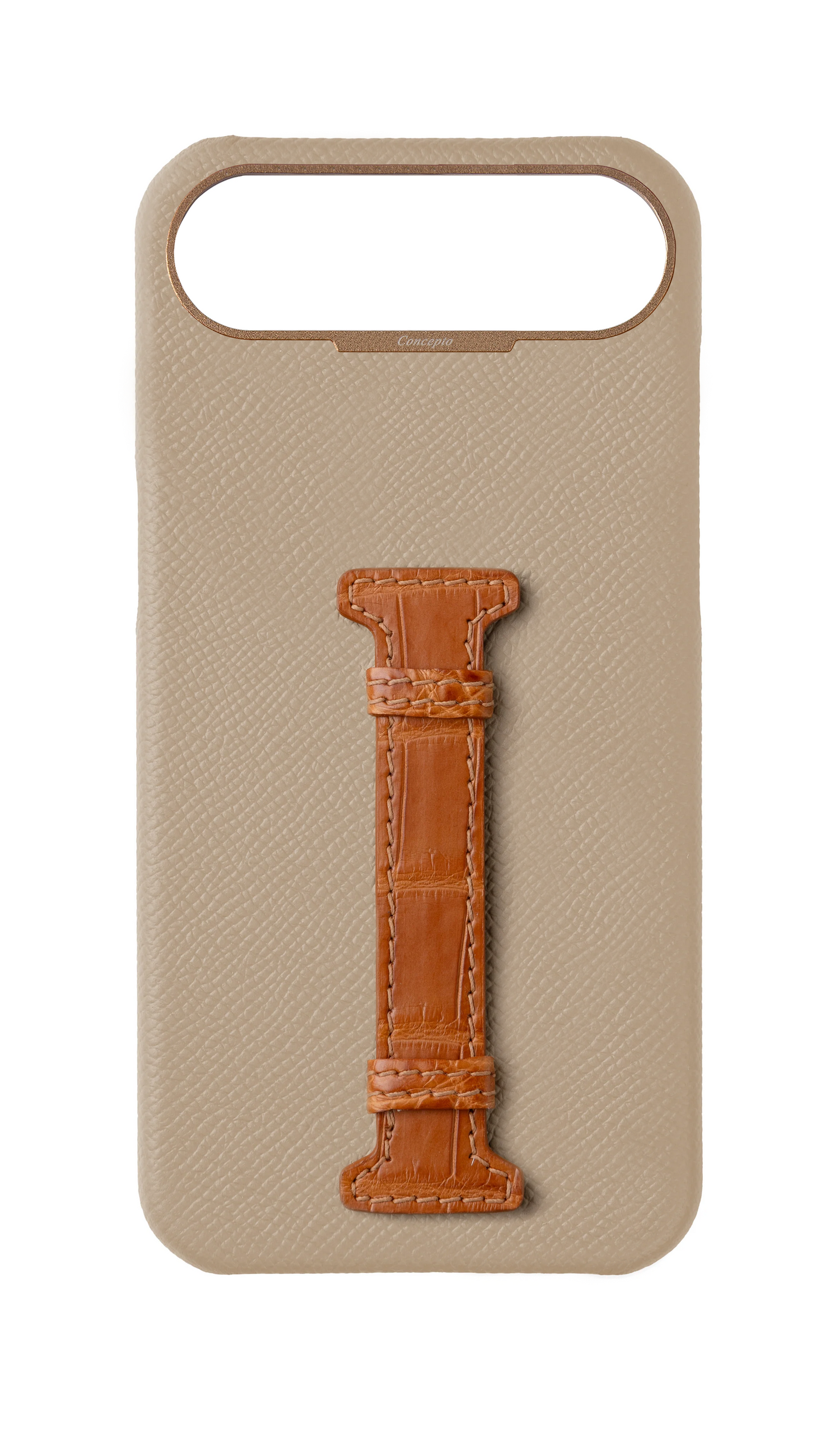 Beige / Tangerine Exotic Crocodile Middle Strap Case
