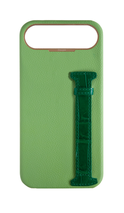 Leaf Green / Royal Green Exotic Crocodile Side Strap Case
