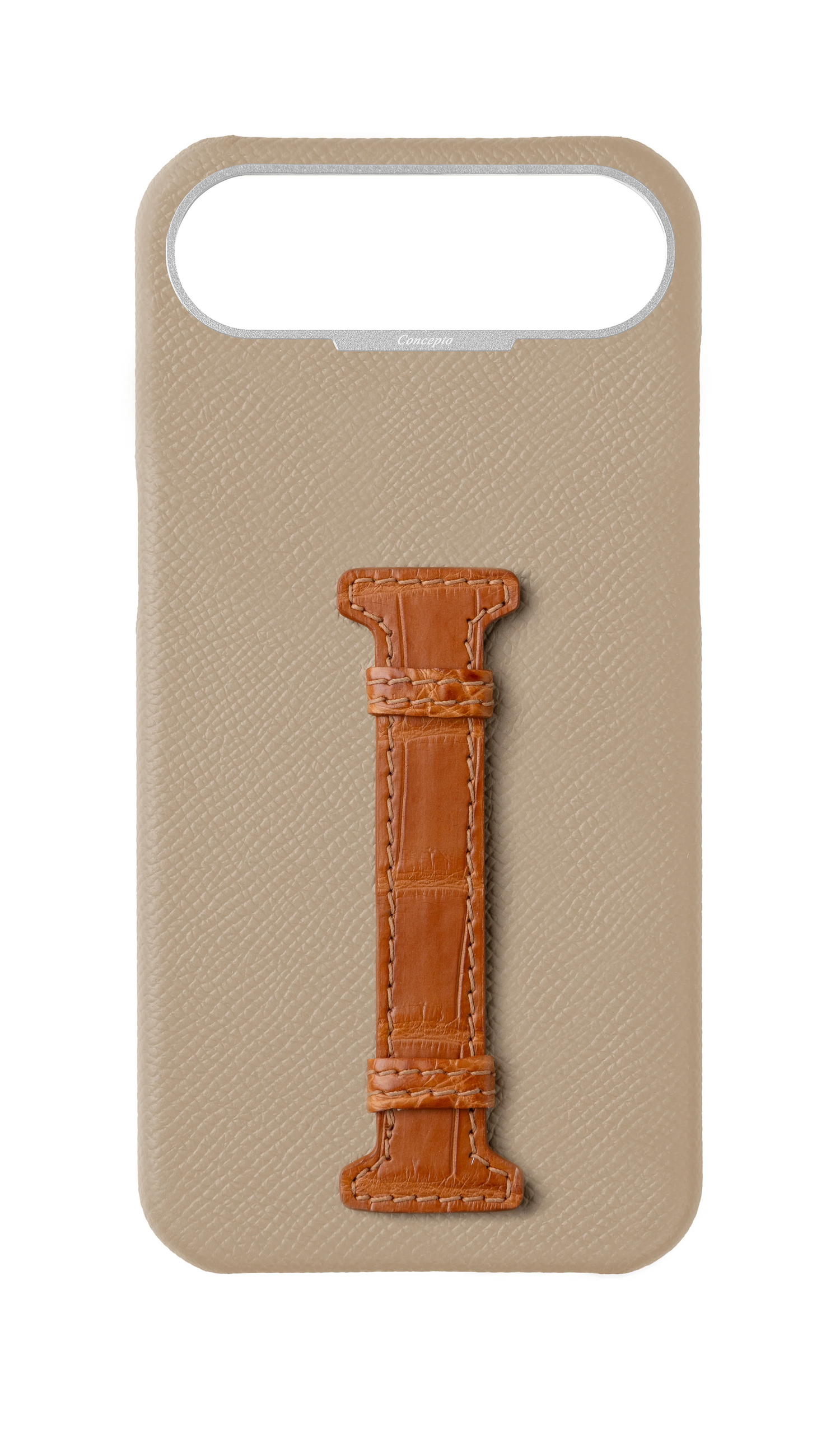 Beige / Tangerine Exotic Crocodile Middle Strap Case