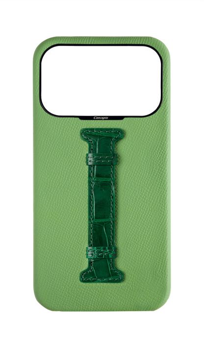 Leaf Green / Royal Green Exotic Crocodile Middle Strap Case