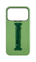 Leaf Green / Royal Green Exotic Crocodile Middle Strap Case
