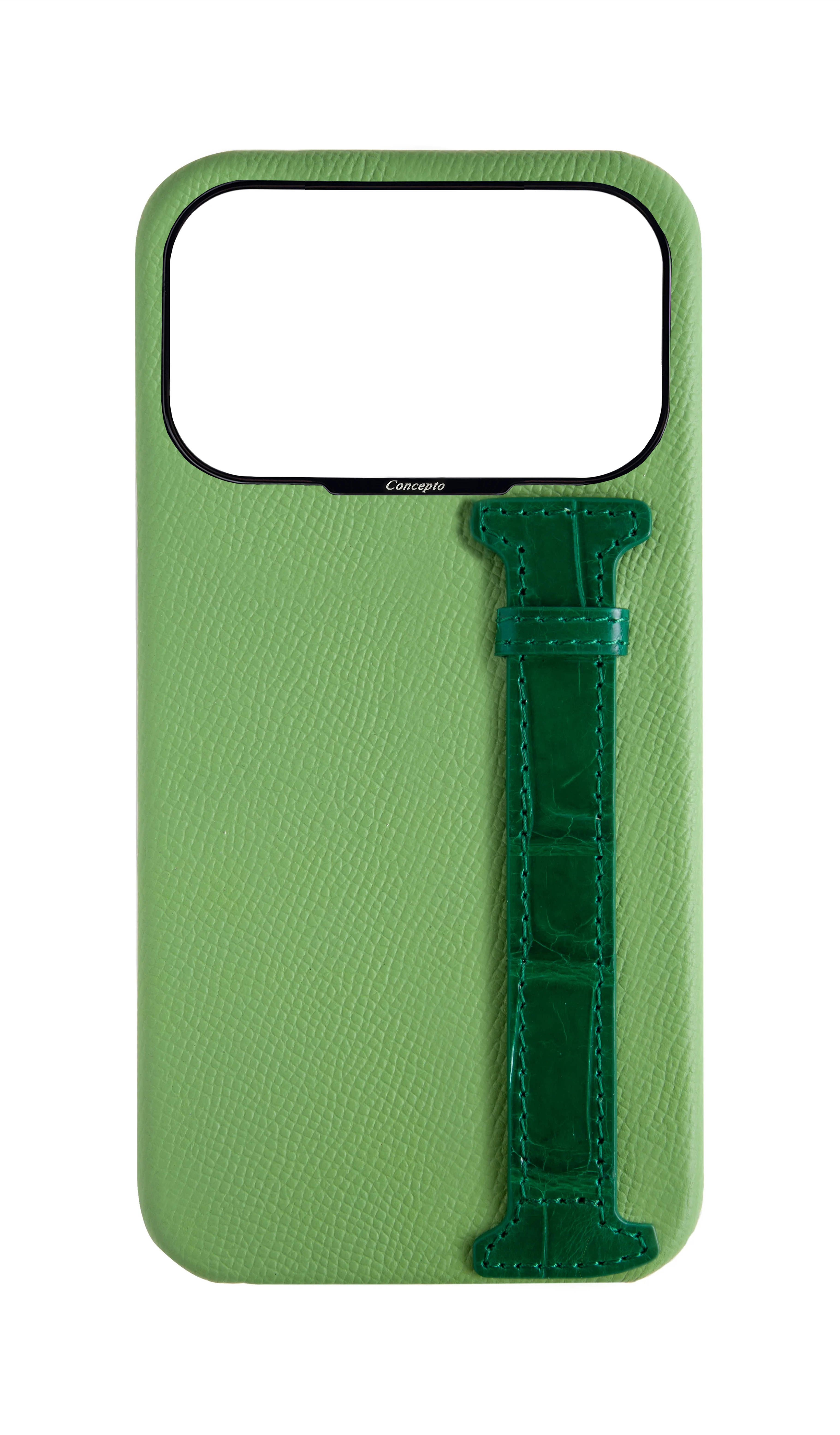 Leaf Green / Royal Green Exotic Crocodile Side Strap Case