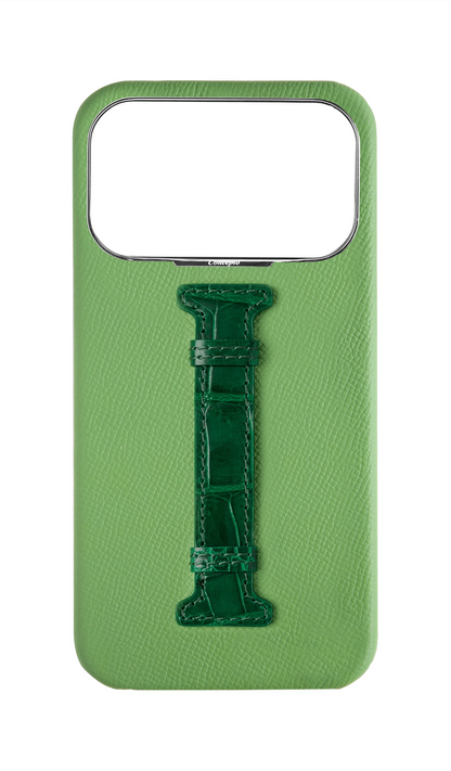 Leaf Green / Royal Green Exotic Crocodile Middle Strap Case