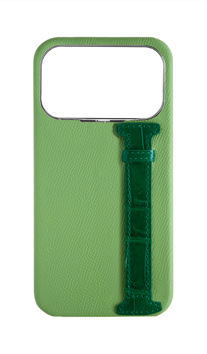 Leaf Green / Royal Green Exotic Crocodile Side Strap Case