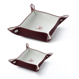 White / Maroon Qatar Leather Tray