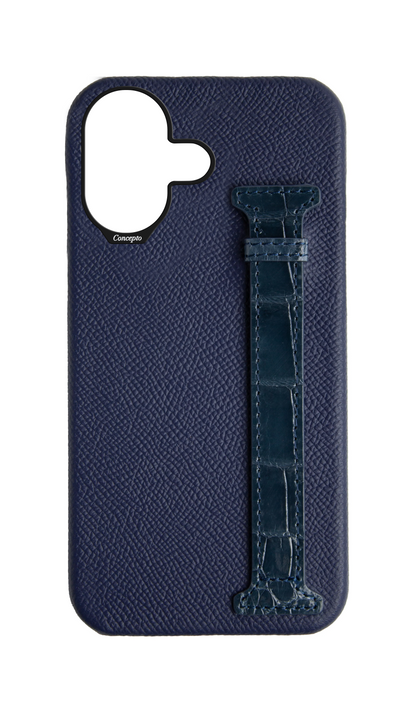 Navy Exotic Crocodile Side Strap Case