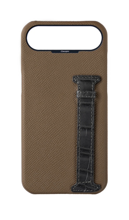 Brown / Ash Grey Exotic Crocodile Side Strap Case