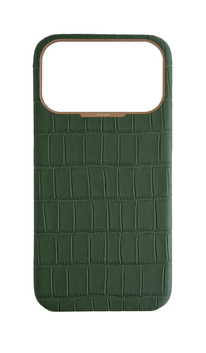 Matte Midnight Green Strapless Embossed Crocodile Case