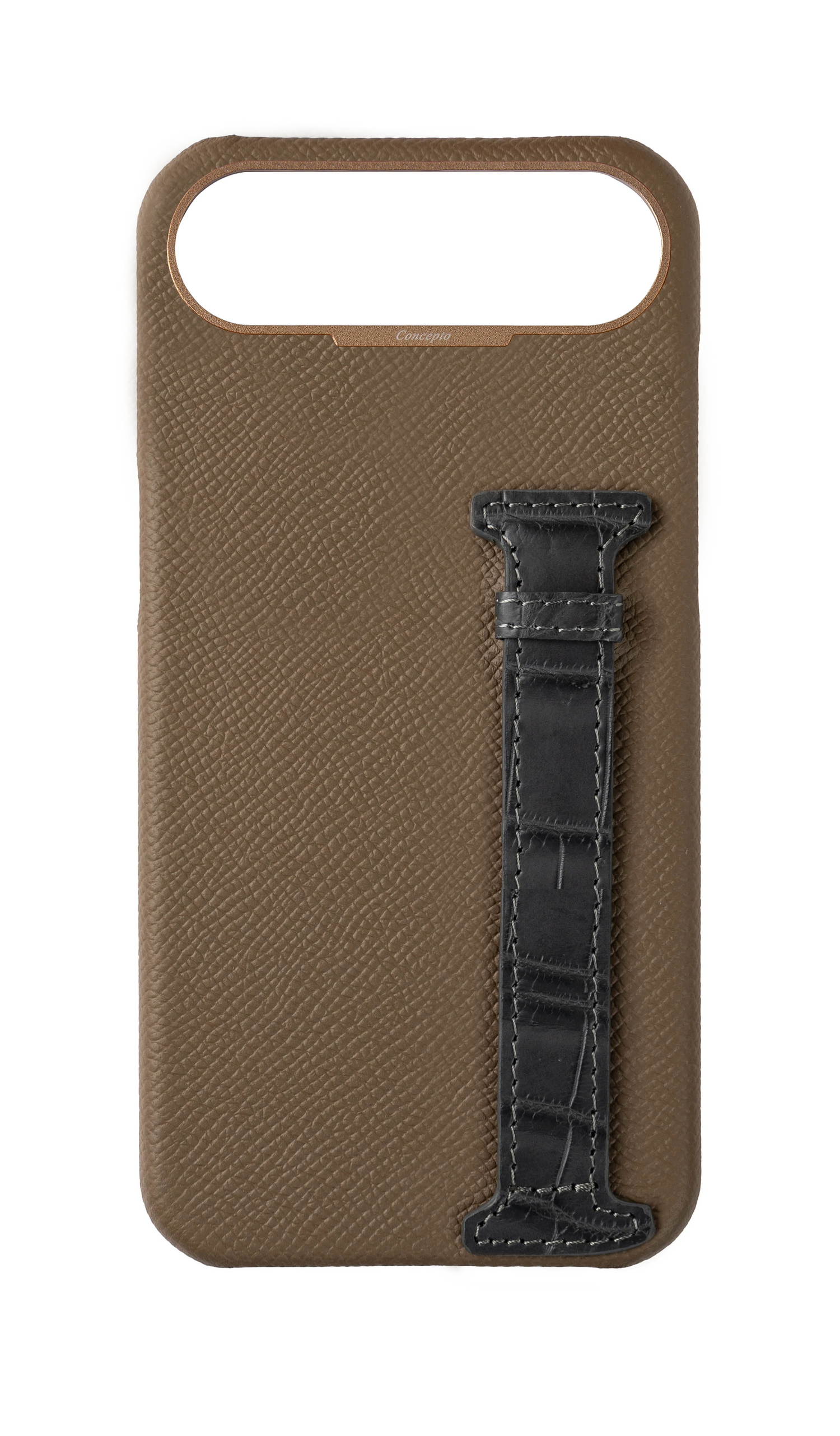 Brown / Ash Grey Exotic Crocodile Side Strap Case