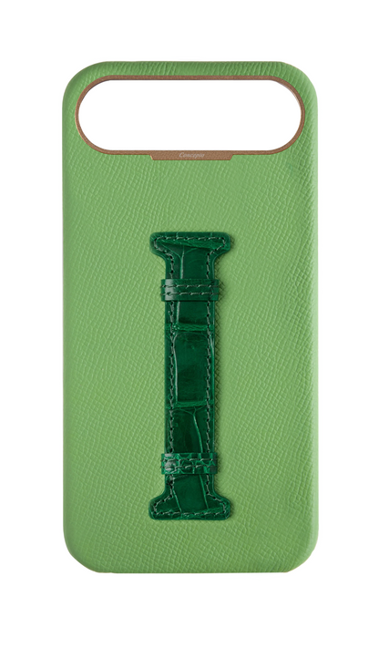 Leaf Green / Royal Green Exotic Crocodile Middle Strap Case