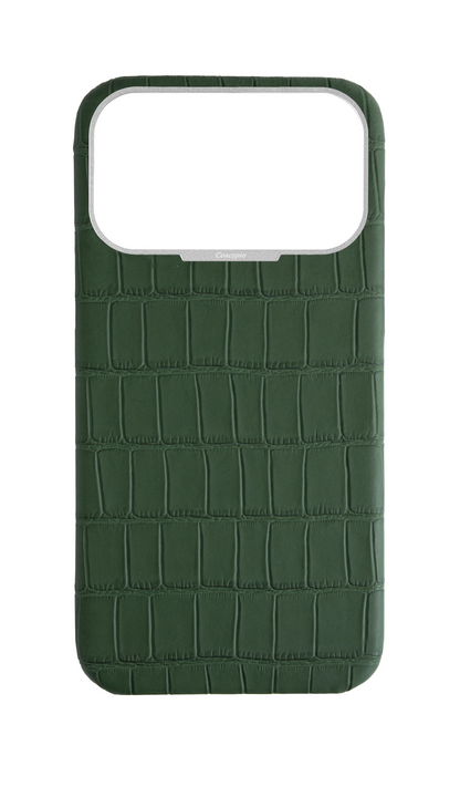 Matte Midnight Green Strapless Embossed Crocodile Case