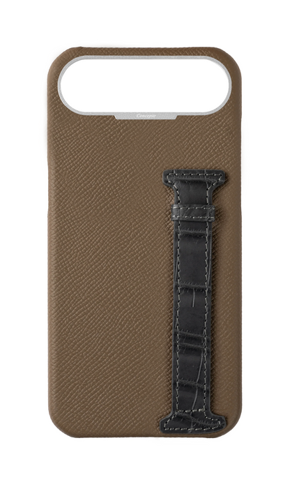 Brown / Ash Grey Exotic Crocodile Side Strap Case