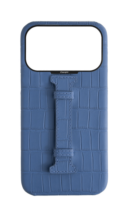 Matte Navy Embossed Crocodile Case