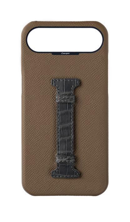 Brown / Ash Grey Exotic Crocodile Middle Strap Case