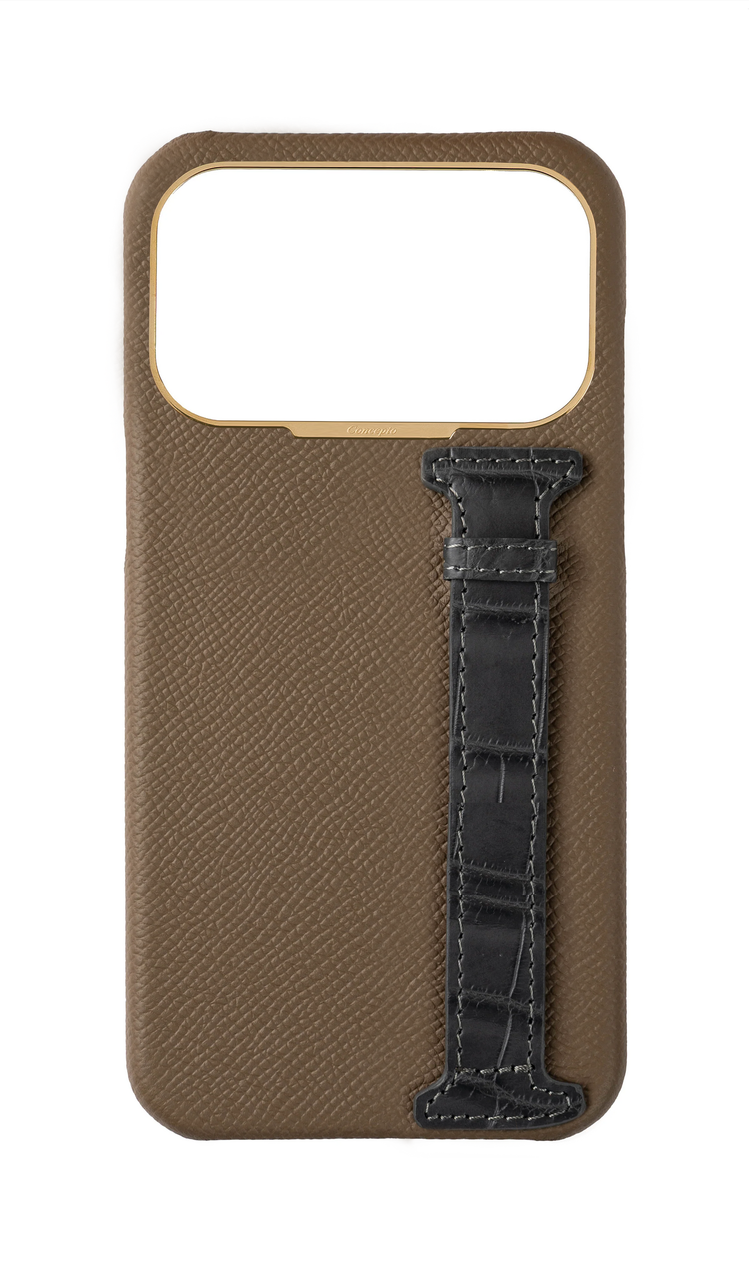 Brown / Ash Grey Exotic Crocodile Side Strap Case