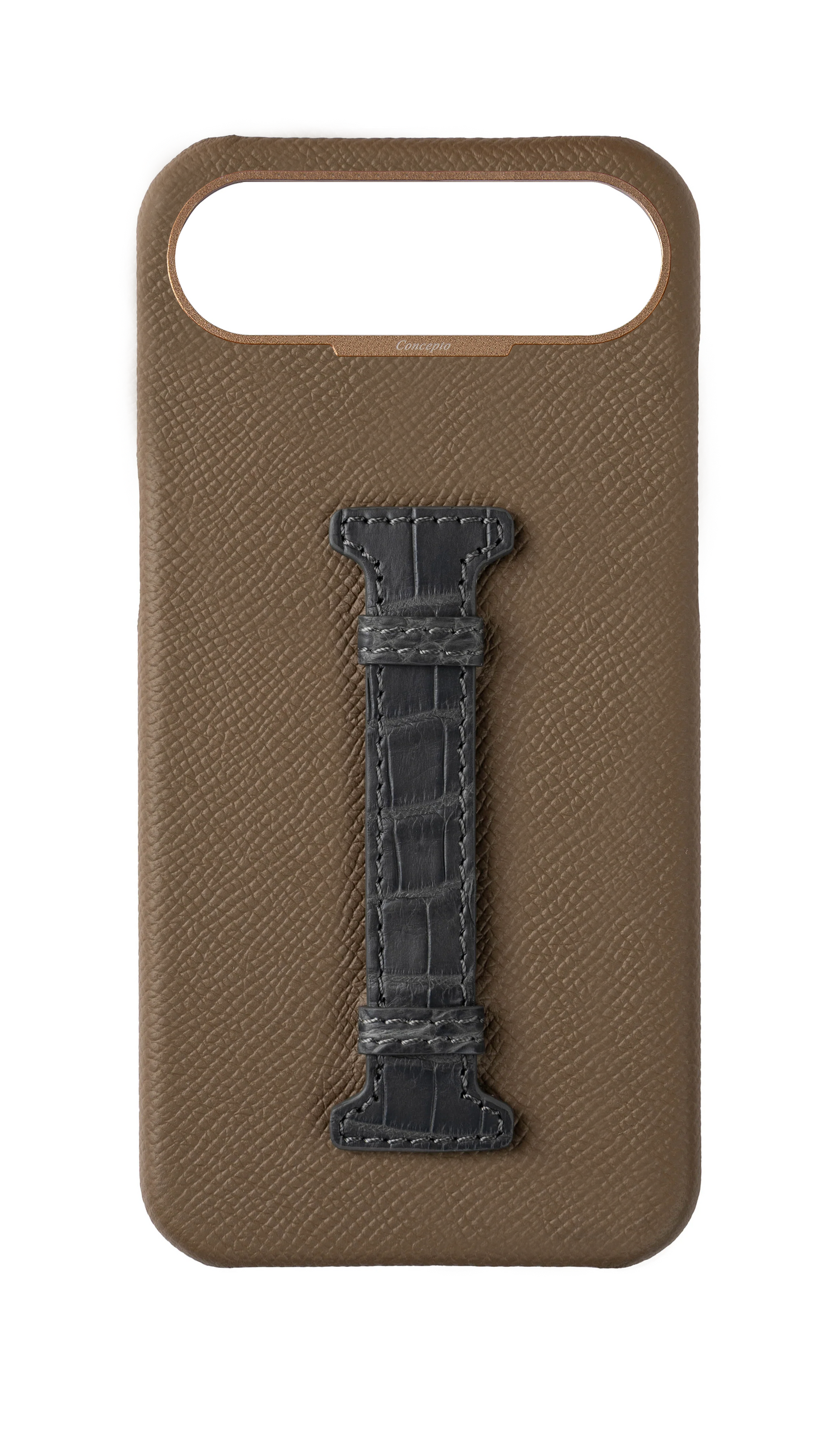 Brown / Ash Grey Exotic Crocodile Middle Strap Case